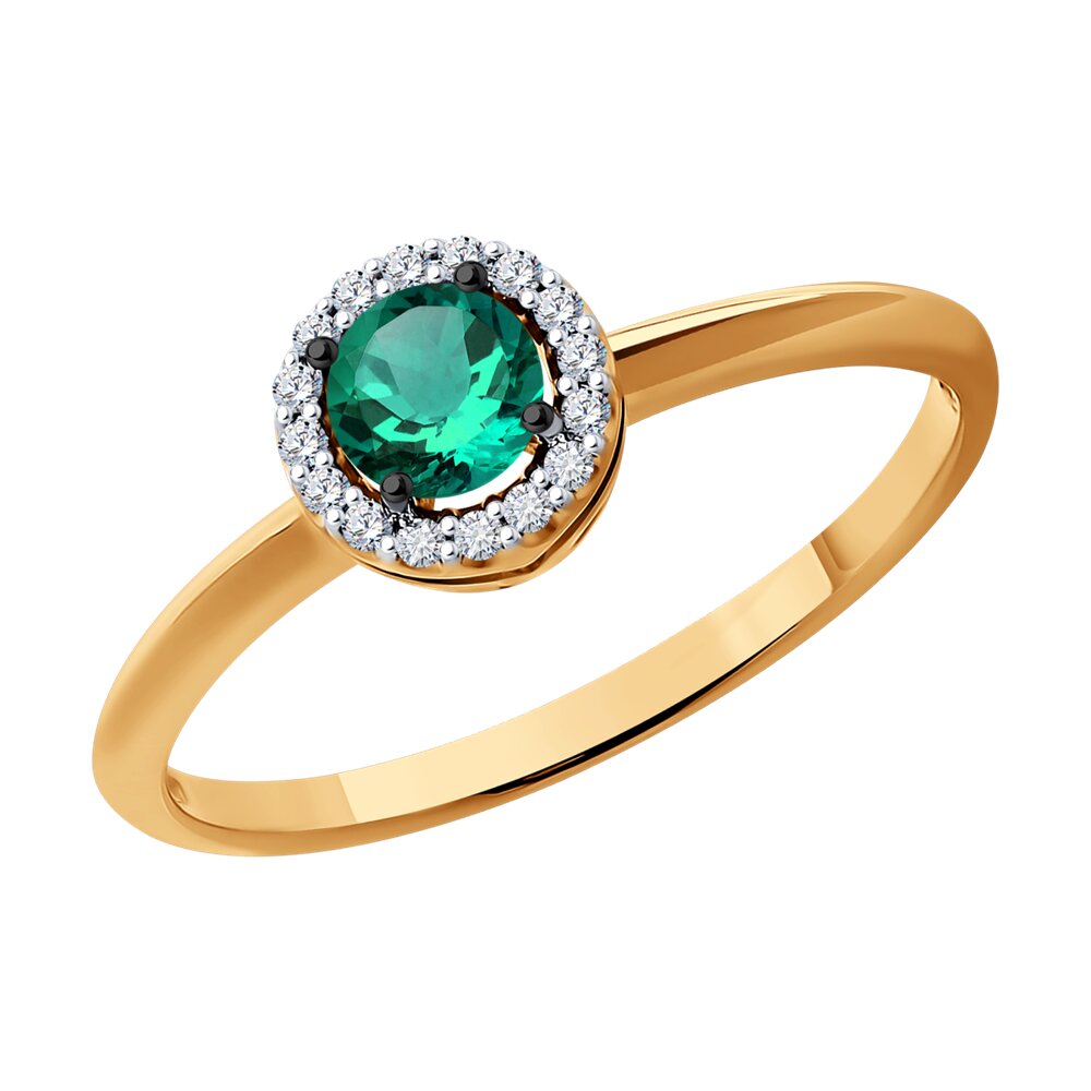 

Кольцо из золота р. 18 Diamant 51-210-01772-2, бриллиант\изумруд, 51-210-01772-2