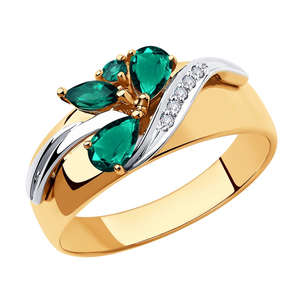 

Кольцо из красного золота с бриллиантом/изумрудом р. 19,5 Diamant 51-210-00571-2, 51-210-00571-2