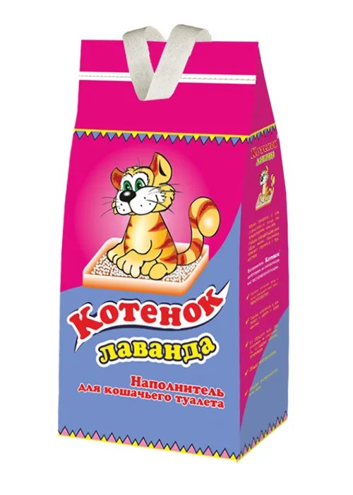 Наполнитель для туалета кошек Котенок Лаванда, впитывающий, с ароматом лаванды, 3.5 л