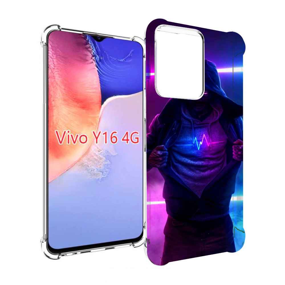 

Чехол MyPads парень в капюшоне неоновый для Vivo Y16 4G/ Vivo Y02S, Прозрачный, Tocco