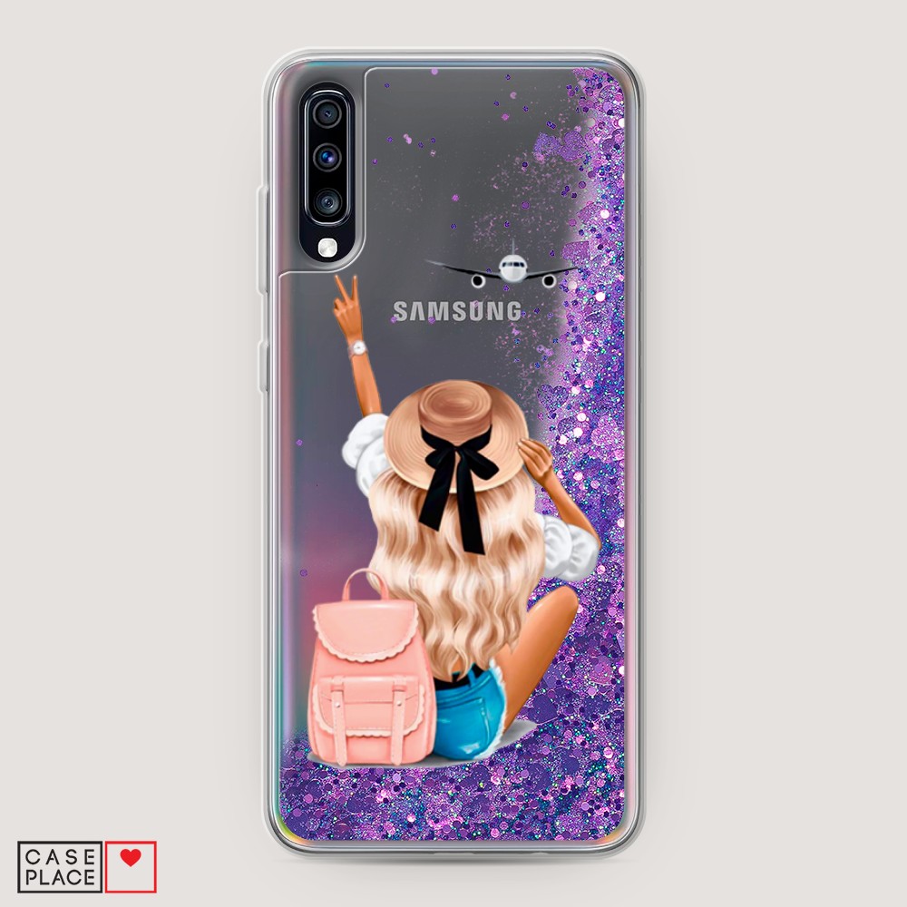 

Жидкий чехол с блестками "Автостопом самолетом" на Samsung Galaxy A70, 28192-1