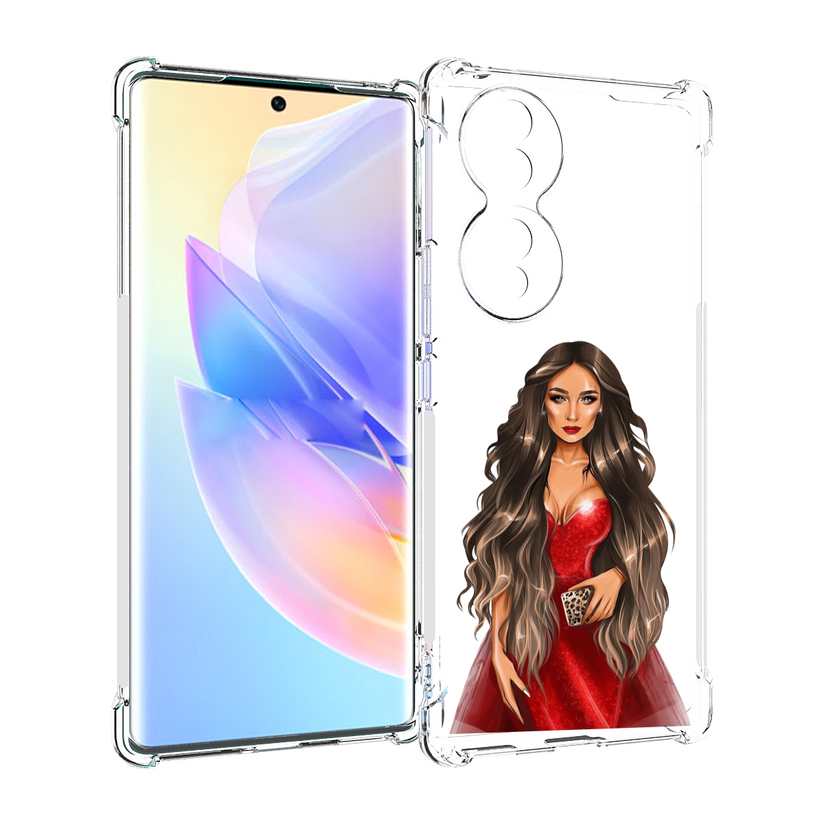 

Чехол MyPads девушка-в-вечернем-платье женский для Honor 70, Прозрачный, Tocco