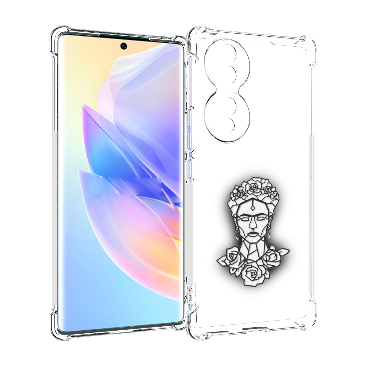 

Чехол MyPads девушка с цветами с гранями женский для Honor 70, Прозрачный, Tocco