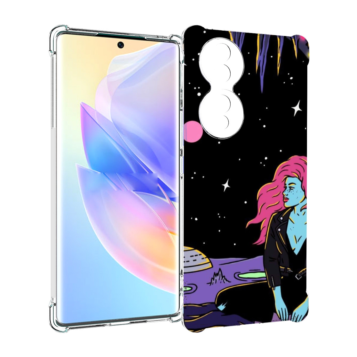 

Чехол MyPads девушка с красными волосами в космосе женский для Honor 70, Прозрачный, Tocco