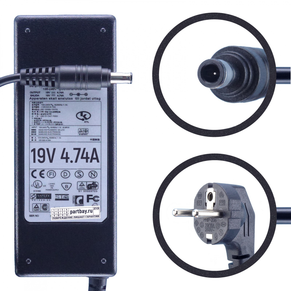 

SPA-T10 UK Блок питания для Samsung 19V 4.74A 5.5х3.0mm 90W (совместимый), Черный