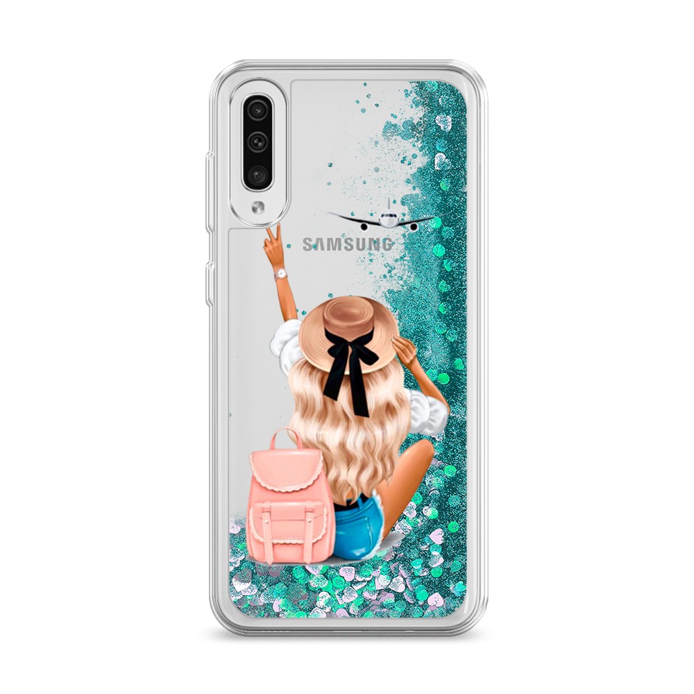 

Жидкий чехол с блестками "Автостопом самолетом" на Samsung Galaxy A50, 27795-1