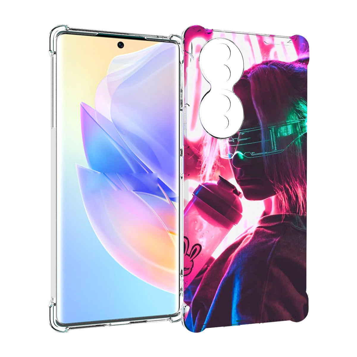 

Чехол MyPads девушка неоновый фон женский для Honor 70, Прозрачный, Tocco