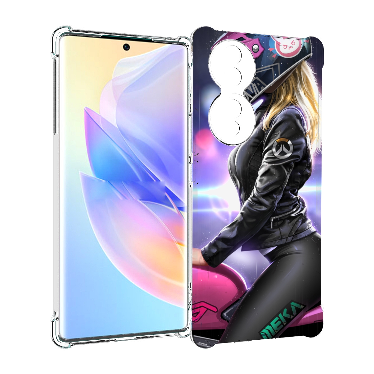 Чехол MyPads девушка на мотоцикле неон женский для Honor 70