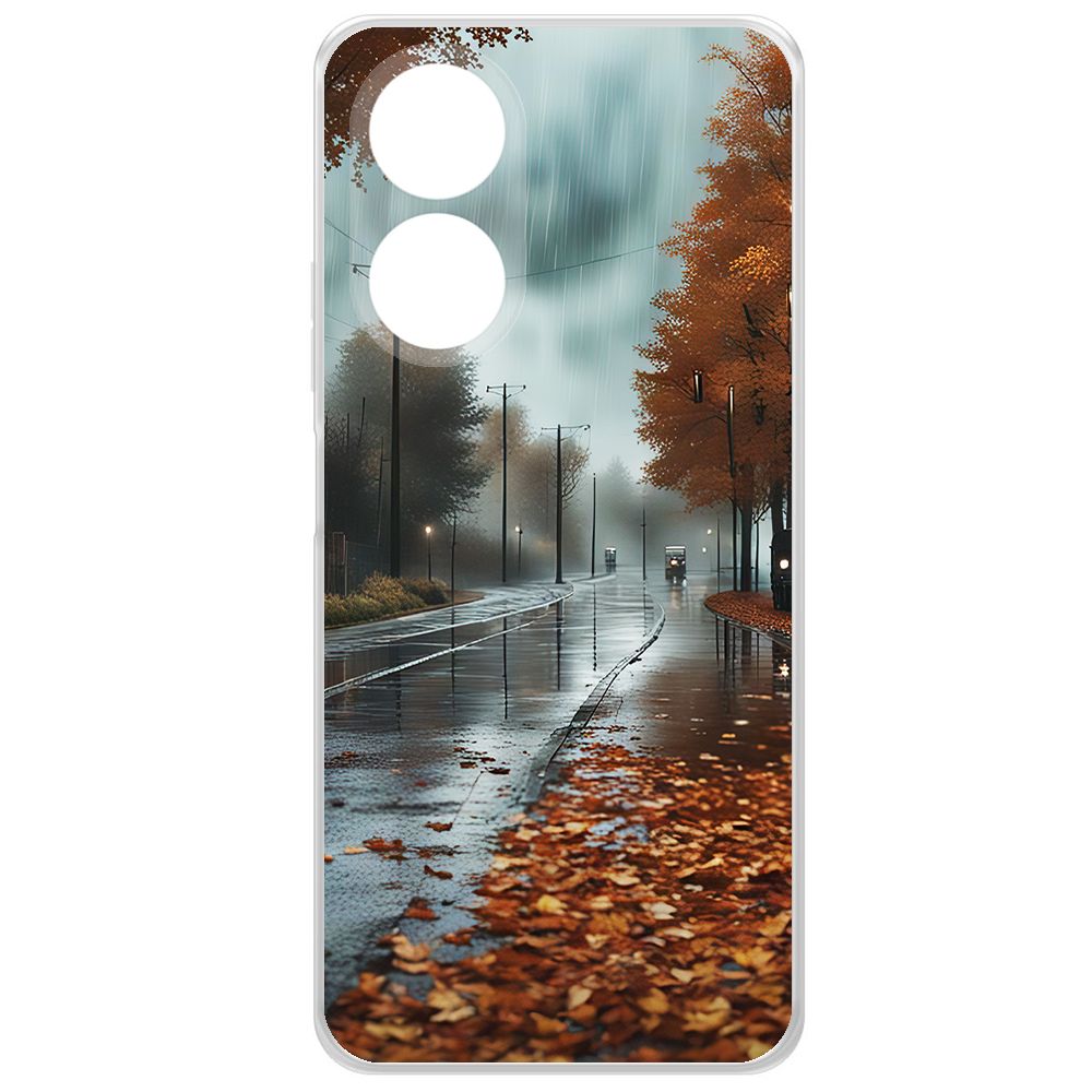

Чехол-накладка Krutoff Clear Case Осенний дождь для Oppo A58 4G, Прозрачный