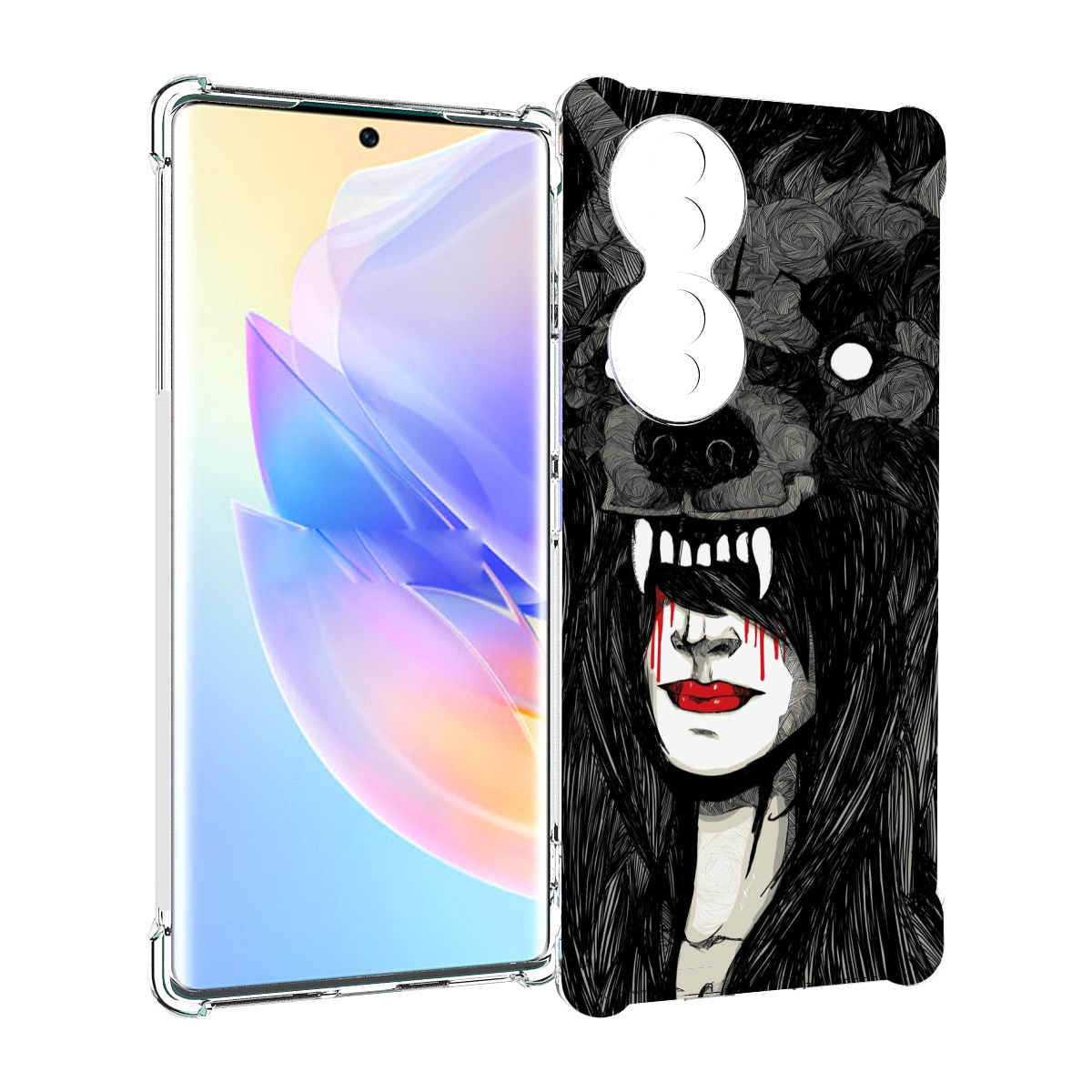 

Чехол MyPads девушка в шкуре волка женский для Honor 70, Прозрачный, Tocco