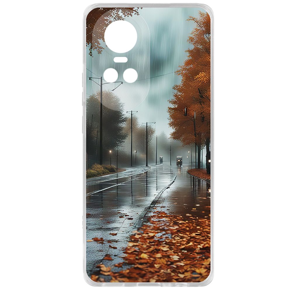 

Чехол-накладка Krutoff Clear Case Осенний дождь для Oppo Reno10 5G, Прозрачный