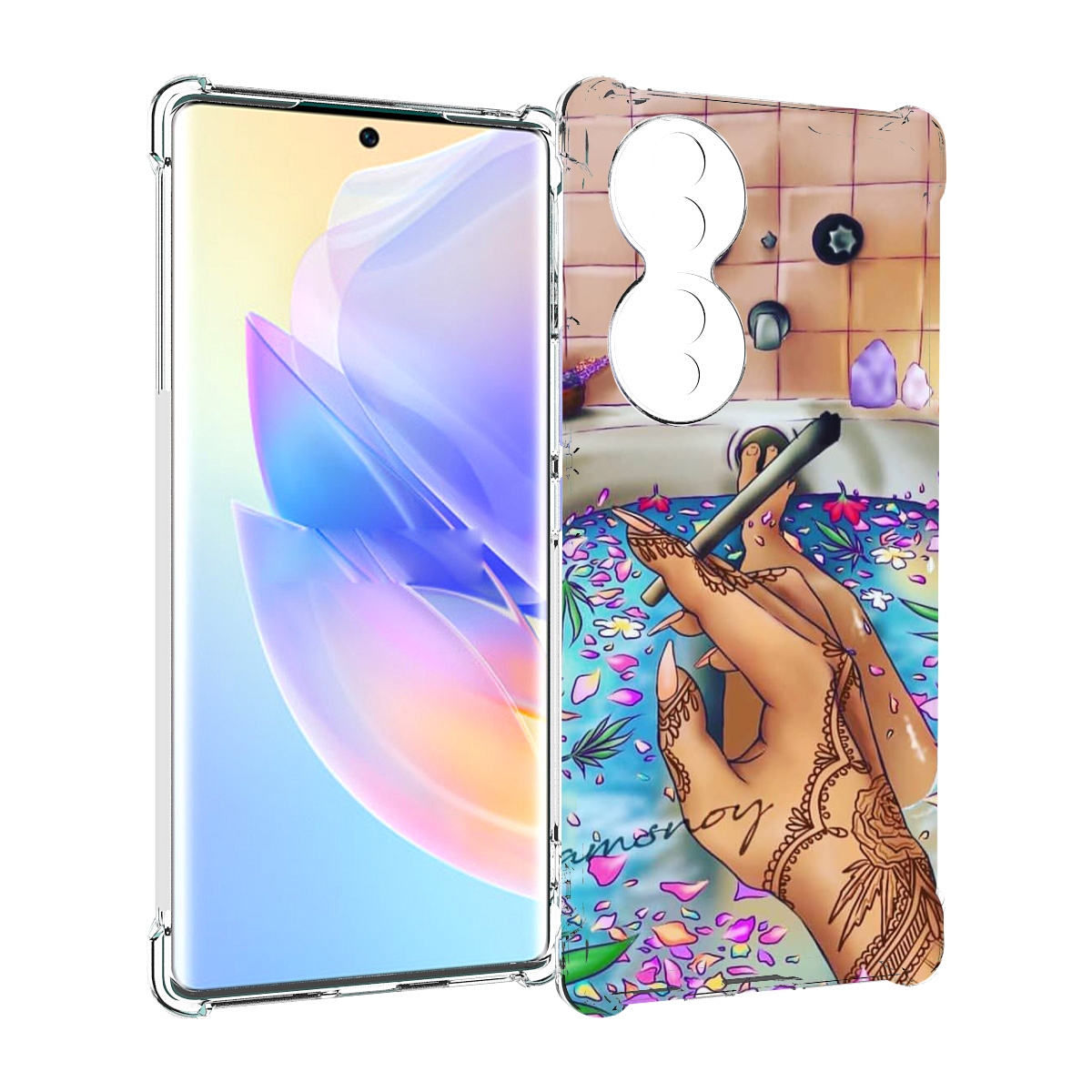 

Чехол MyPads девушка в ванне женский для Honor 70, Прозрачный, Tocco