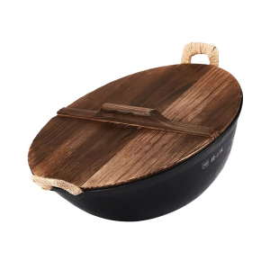 фото Чугунная сковорода-вок xiaomi huo hou cast iron wok 32cm black