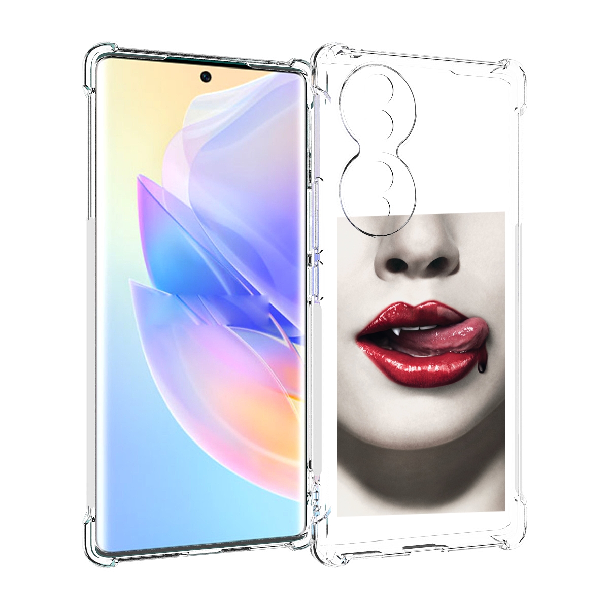 

Чехол MyPads губы-вампирши для Honor 70, Прозрачный, Tocco