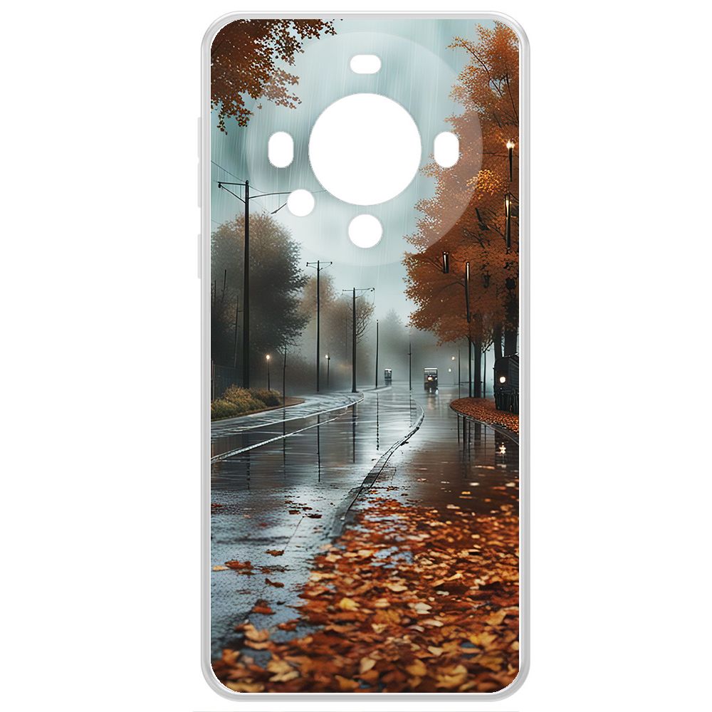 

Чехол-накладка Krutoff Clear Case Осенний дождь для Huawei Mate 60, Прозрачный