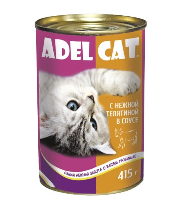 

Влажный корм для взрослых кошек Adel Cat с телятиной в соусе 415 г