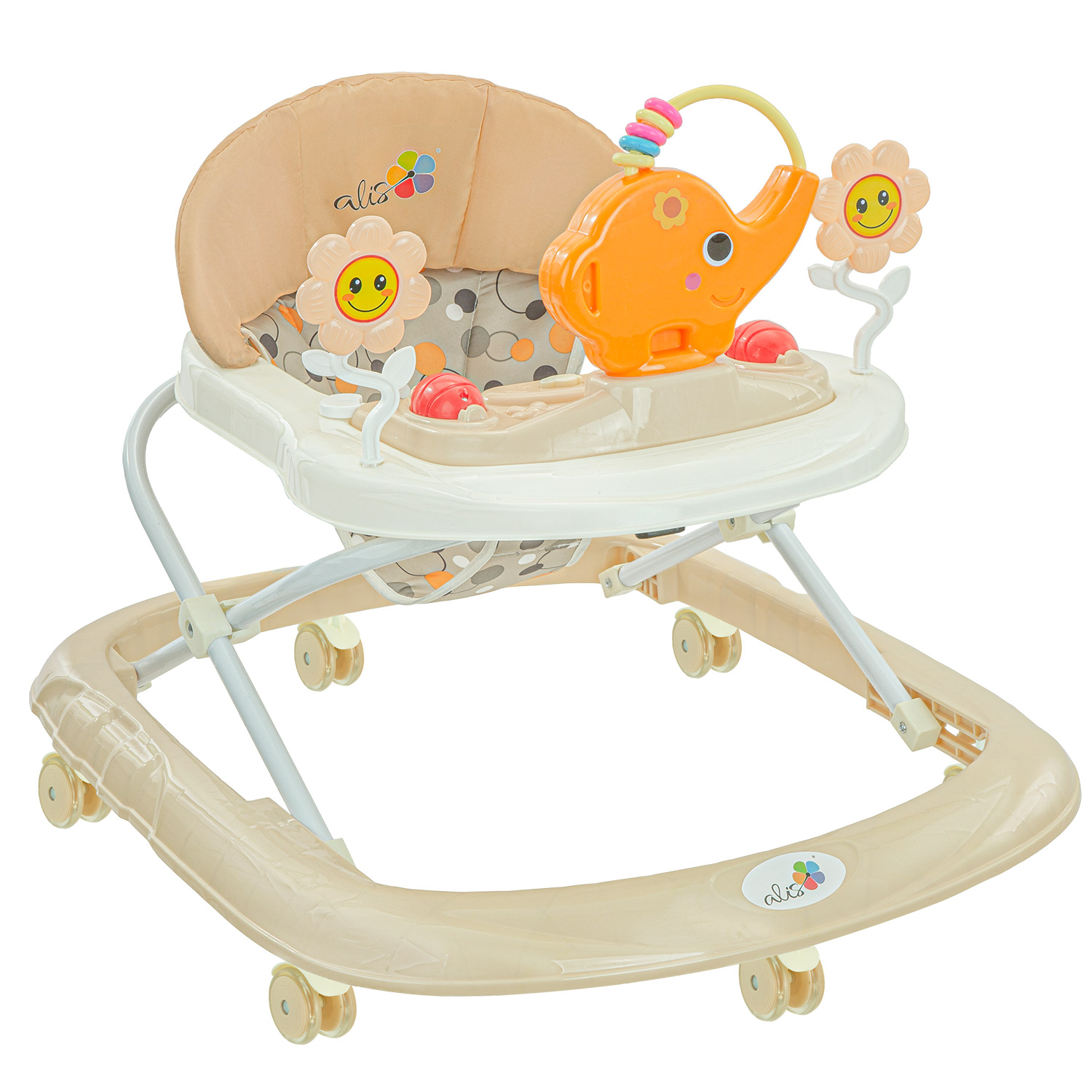 Ходунки детские ALIS JUMBO, бежевый силиконовые колеса