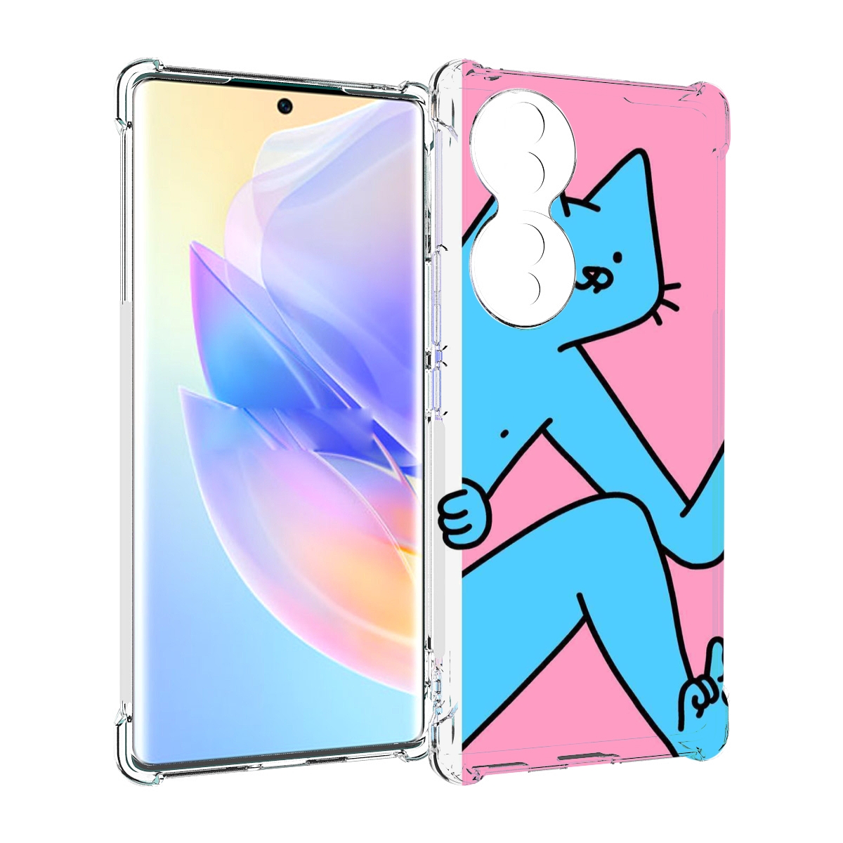 

Чехол MyPads голубой кот в дверце для Honor 70, Прозрачный, Tocco
