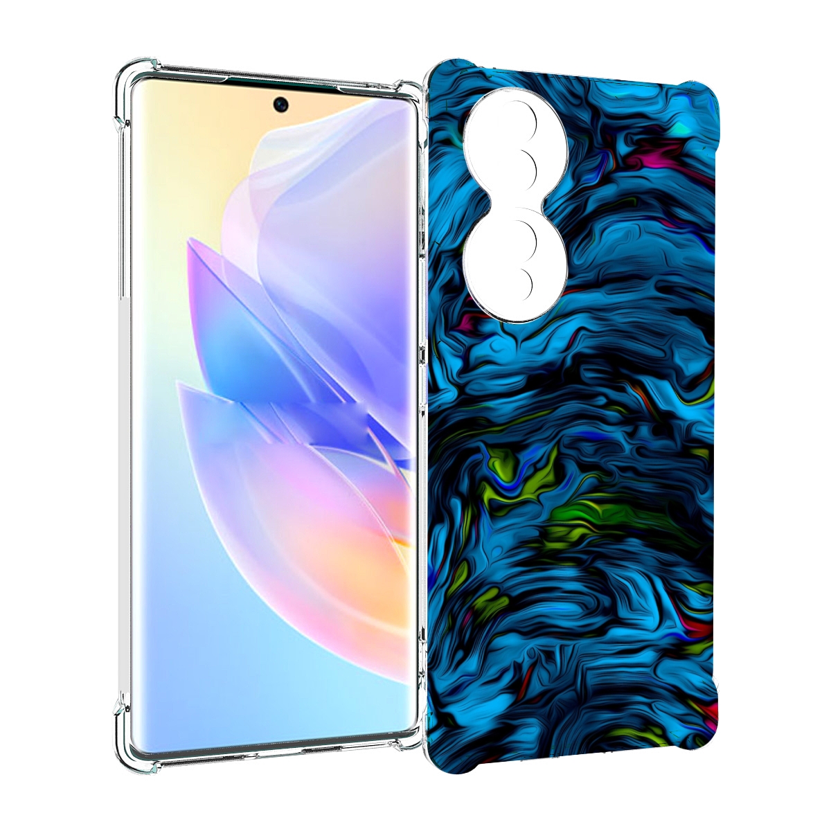 

Чехол MyPads голубая краска в темноте для Honor 70, Прозрачный, Tocco