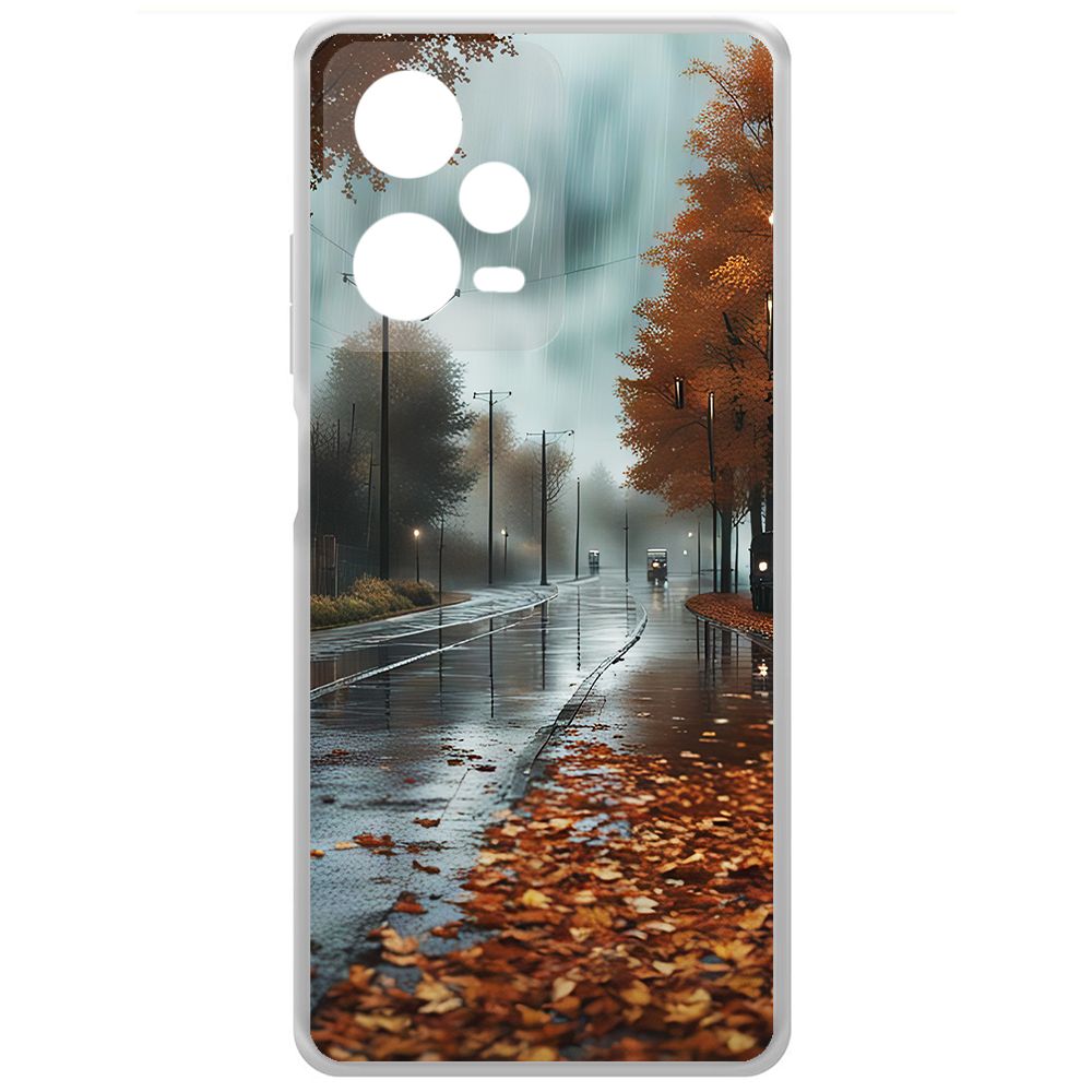 

Чехол-накладка Krutoff Clear Case Осенний дождь для Xiaomi Redmi Note 12 Pro+ 5G, Прозрачный
