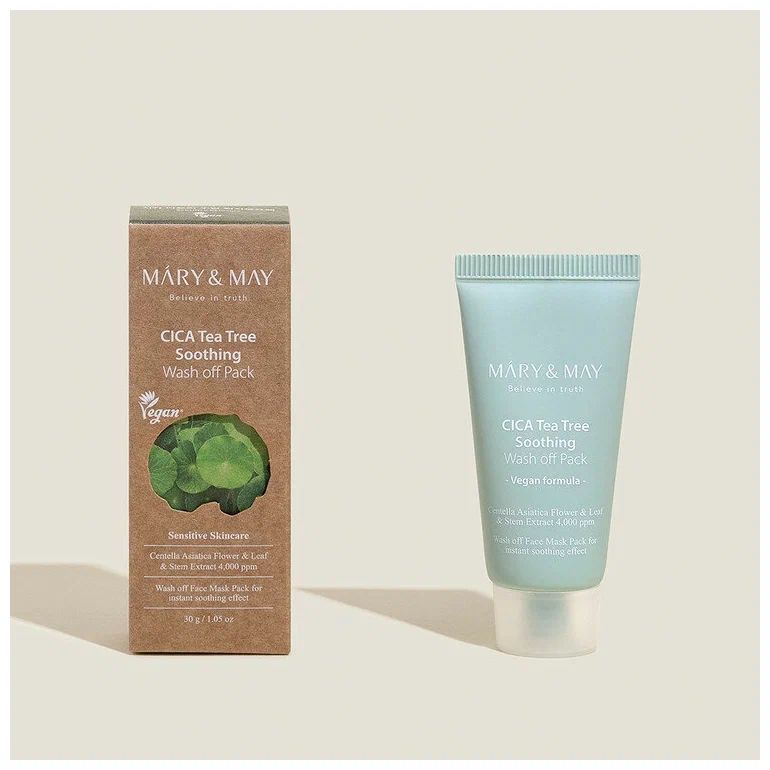 Маска Mary May CICA TeaTree Soothing Wash off глиняная для чувствительной кожи