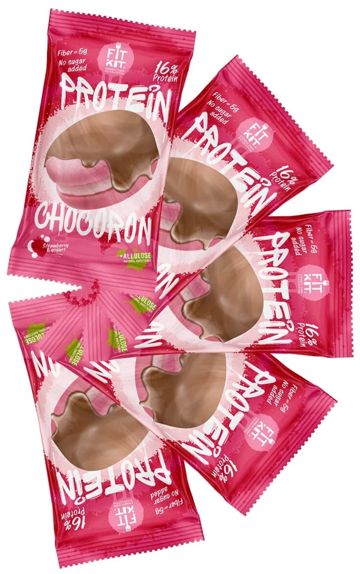 Fit Kit Fit Kit, Protein Chocoron, 10шт по 30г (Клубника-йогурт)