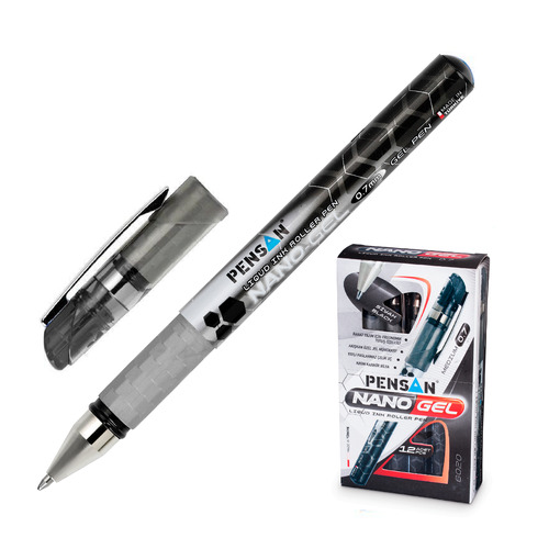 

Ручка гелев. Pensan Nano Gel 6020/12BLACK серебристый 0.7мм чернк ли, Nano Gel