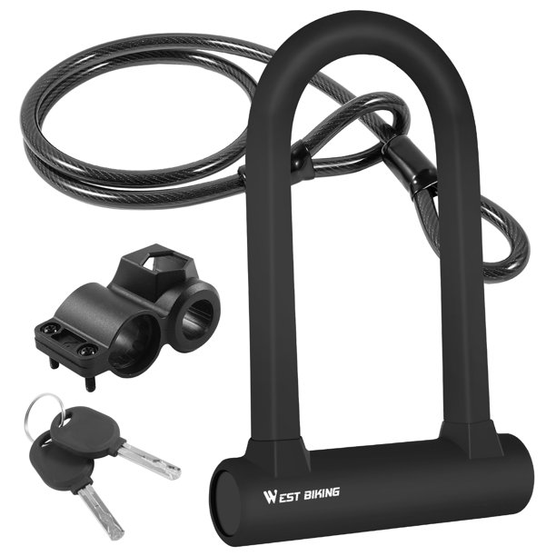 фото Замок west biking велосипедный u-lock с ключом + трос 1,2 м yp1602749,черный