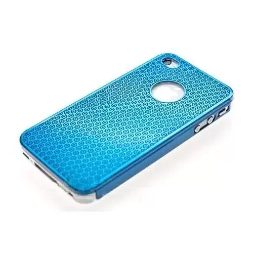 

Накладка металлическая Цветы для iPhone 4/4S, аквамариновый, Голубой