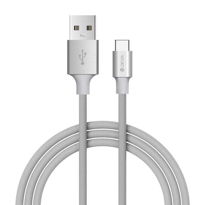 фото Кабель devia braid usb - lightning 2.1а, 1 м, серый