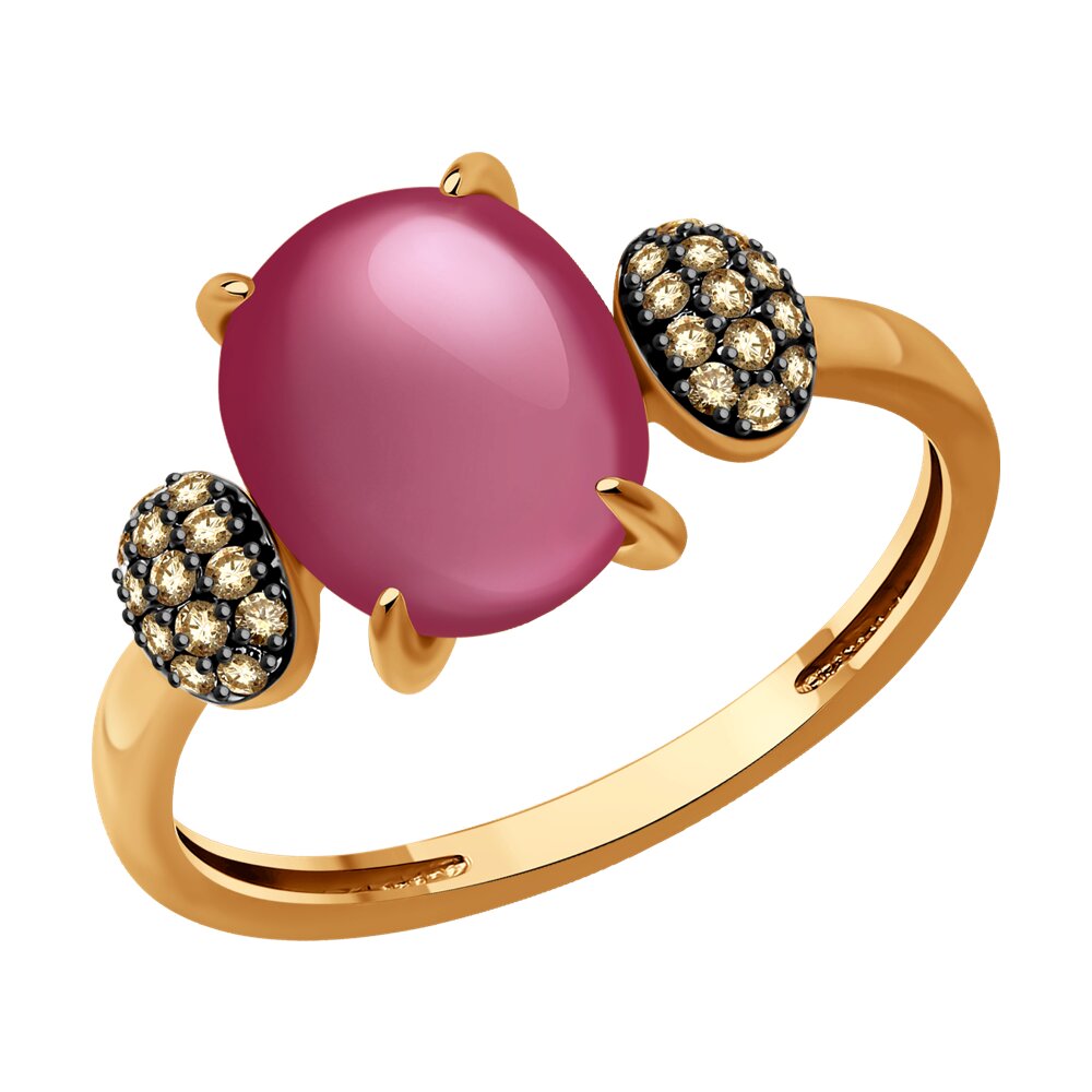 

Кольцо из красного золота с бриллиантом/рубином р. 17,5 SOKOLOV Diamonds 4010719, 4010719