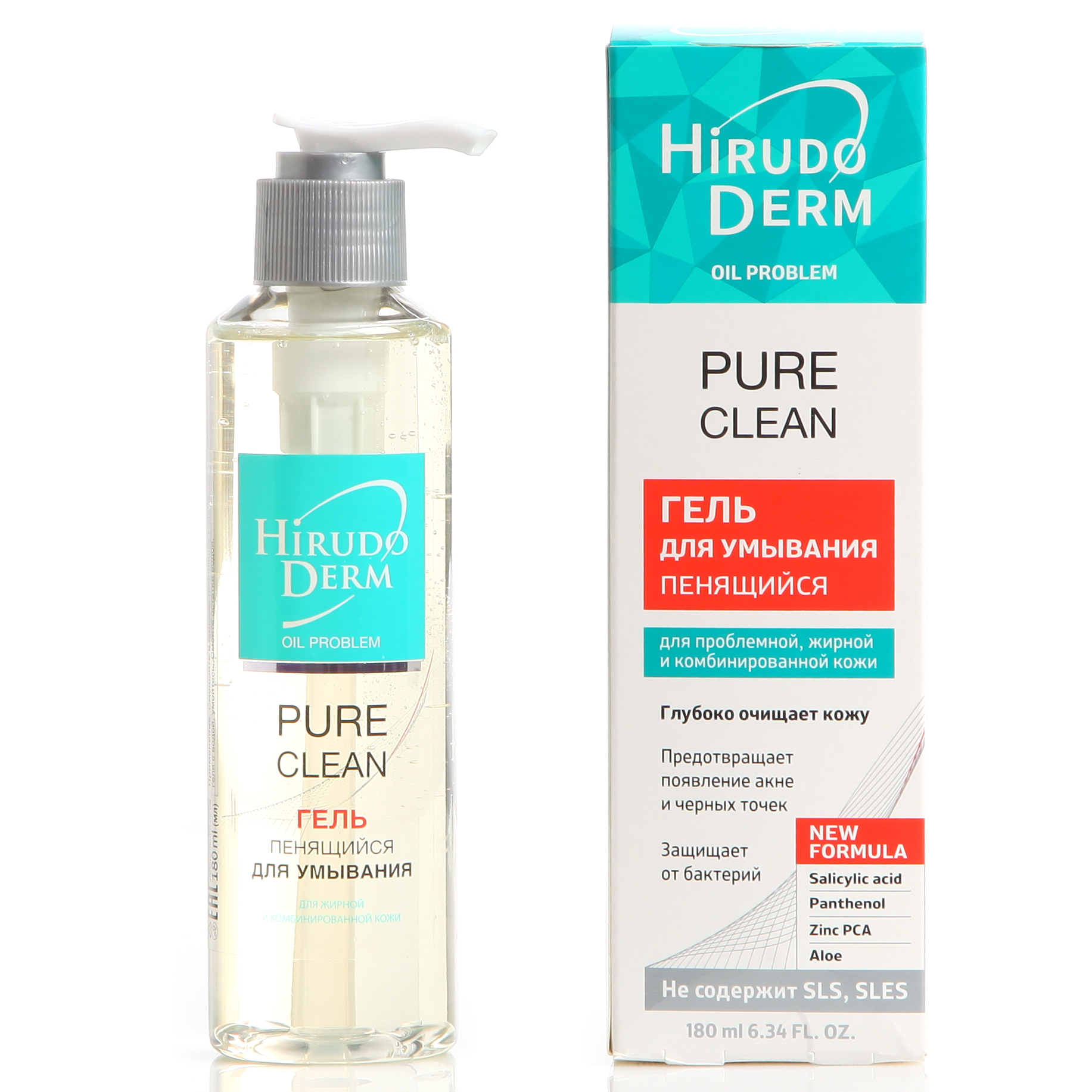 фото Гель для умывания hirudo derm pure clean 180 мл