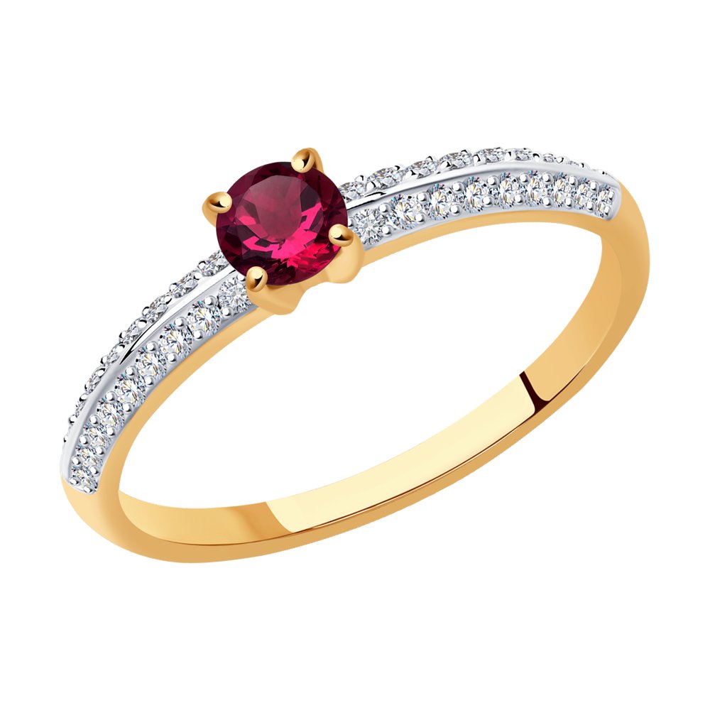 

Кольцо из золота р. 17,5 SOKOLOV Diamonds 4010667, бриллиант/рубин, 4010667