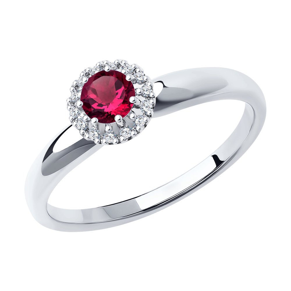 

Кольцо из белого золота р.  SOKOLOV Diamonds 4010654-3, бриллиант/рубин, 4010654-3
