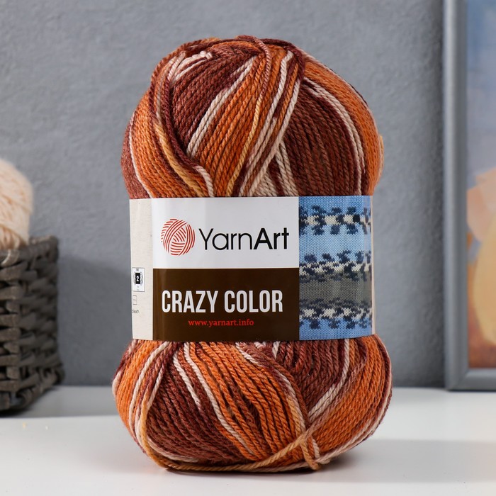 

Пряжа "Crazy color" 25% шерсть, 75% акрил 260м/100гр (138 принт), Разноцветный