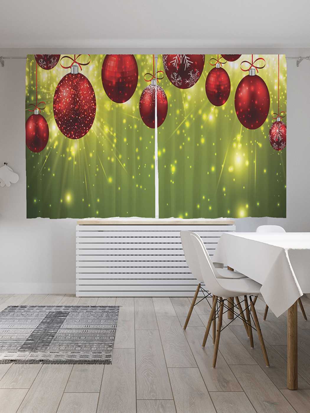 

Классические шторы JoyArty "Висячие шарики", серия Oxford DeLux, 2 полотна 145x180 см, Висячие шарики