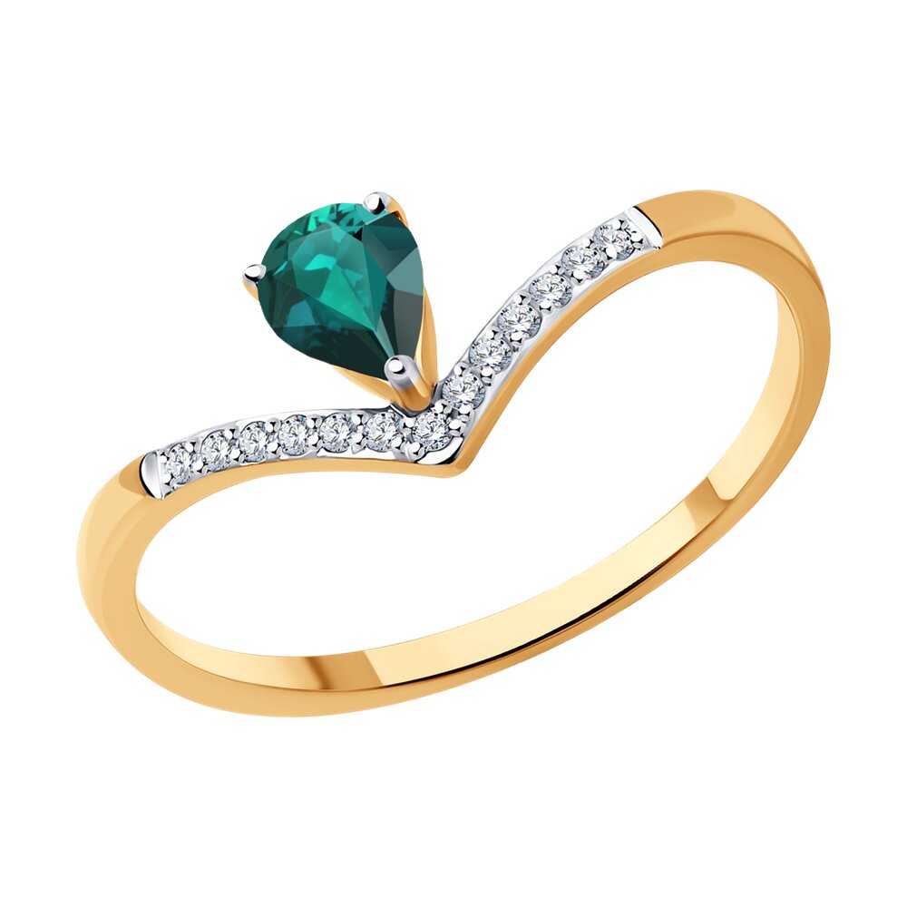 

Кольцо из красного золота с бриллиантом/изумрудом р. 17 SOKOLOV Diamonds 3010659, 3010659