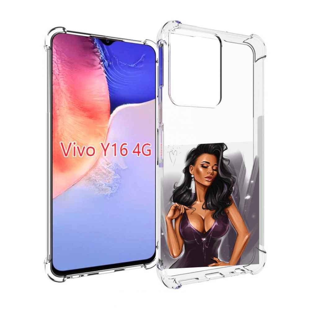 

Чехол MyPads нарисованная-девушка-в-фиолетовом-платье женский для Vivo Y16 4G/ Vivo Y02S, Прозрачный, Tocco