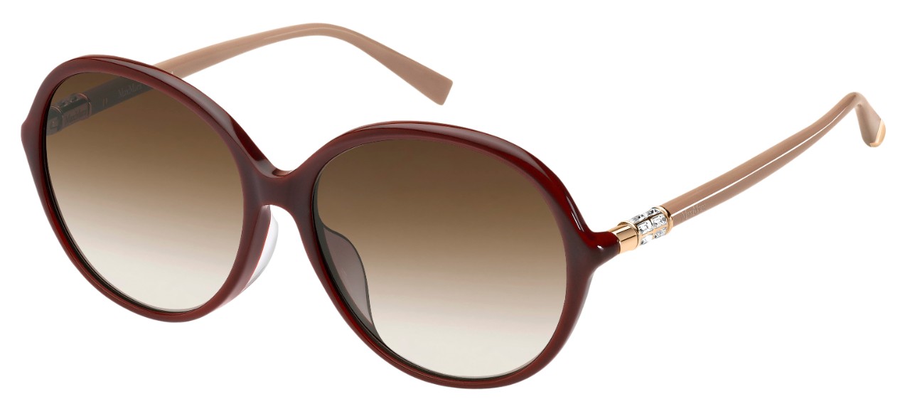 фото Солнцезащитные очки женские max mara mm ring fs, коричневые/бордовые