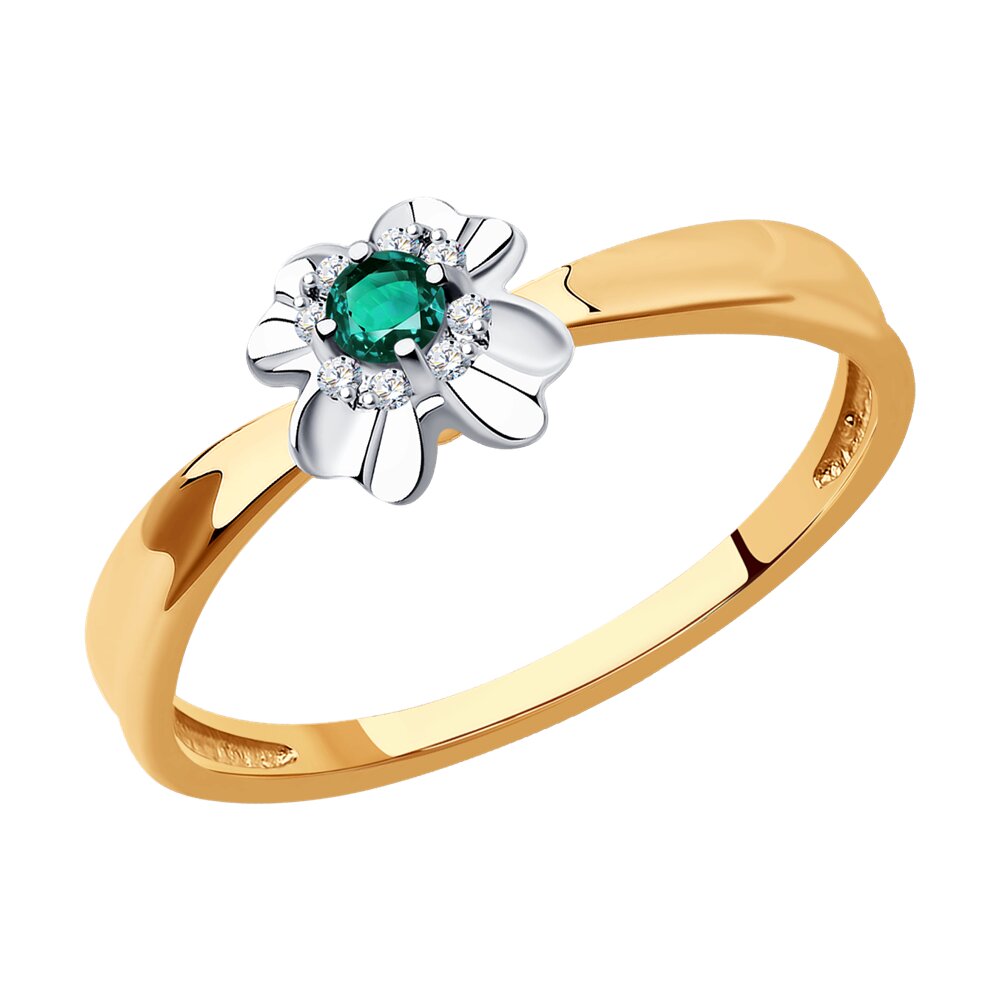 

Кольцо из красного золота с бриллиантом/изумрудом р. 16,5 SOKOLOV Diamonds 3010630, 3010630