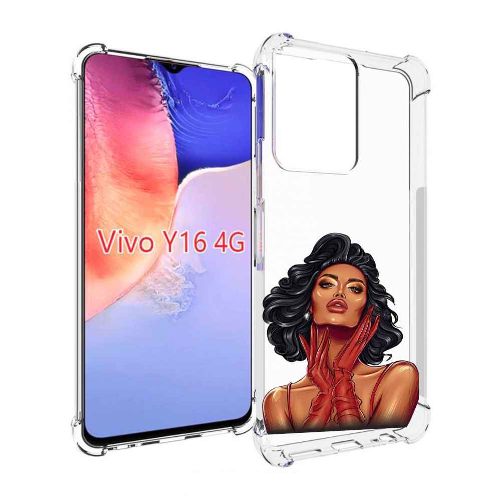 

Чехол MyPads мулатка-в-перчатках женский для Vivo Y16 4G/ Vivo Y02S, Прозрачный, Tocco