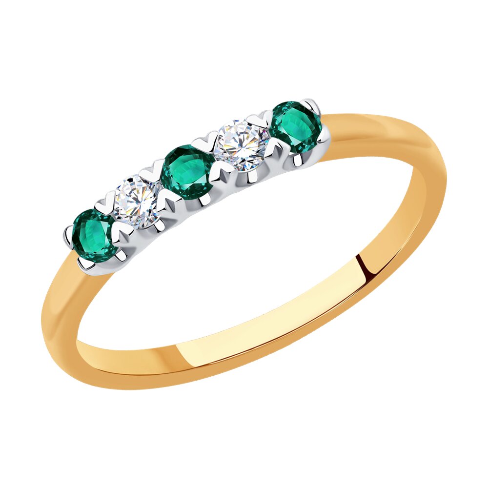 

Кольцо из красного золота с бриллиантом/изумрудом р.  SOKOLOV Diamonds 3010614, 3010614