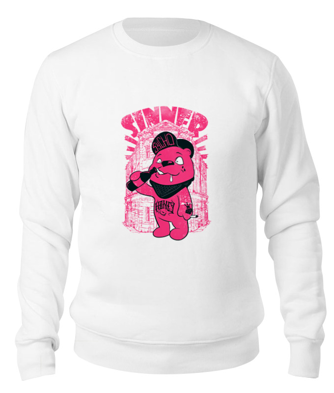 

Свитшот унисекс Printio Медведь бандит белый 2XL, Медведь бандит