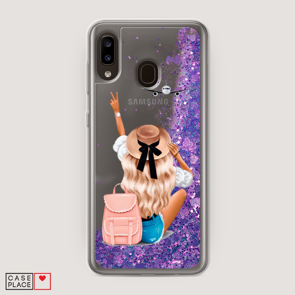 

Жидкий чехол с блестками "Автостопом самолетом" на Samsung Galaxy A30, 27592-1