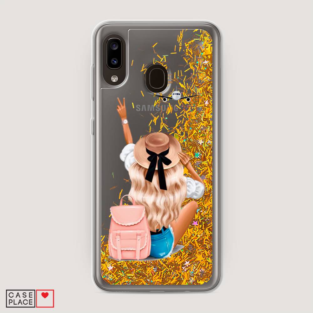 

Жидкий чехол с блестками "Автостопом самолетом" на Samsung Galaxy A20, 27690-1