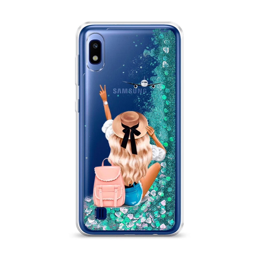 

Жидкий чехол с блестками "Автостопом самолетом" на Samsung Galaxy A10