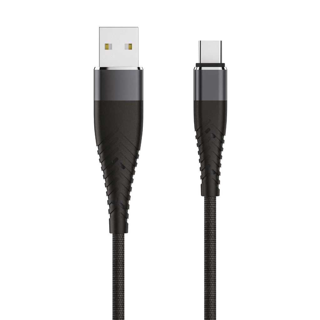 Кабель SOLID, USB 2.0 - Type-C, 1.2м, 2.1A, черный, OLMIO,