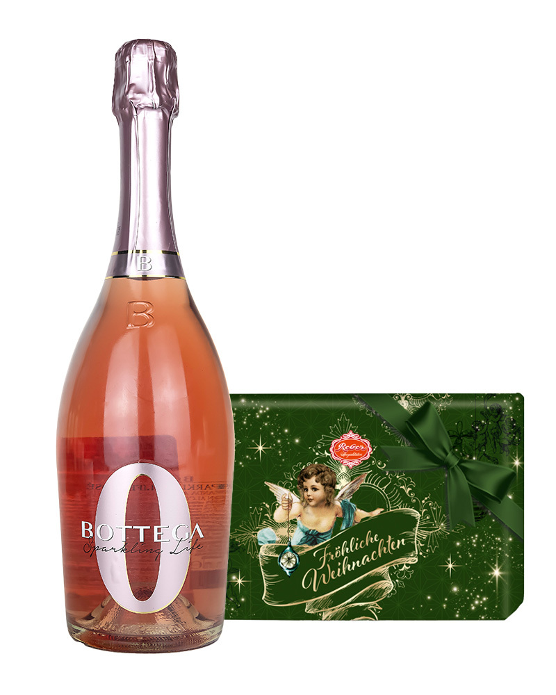 

Безалкогольное Игристое Вино Bottega Розовое 0,75 л и Шоколадных Конфет Reber 525 гр