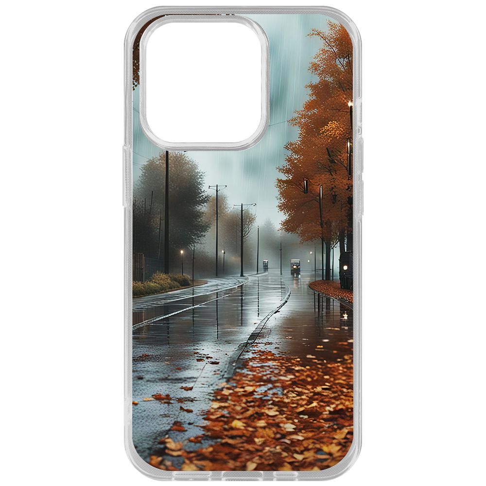 

Чехол-накладка Krutoff Clear Case Осенний дождь для iPhone 14 Pro, Прозрачный