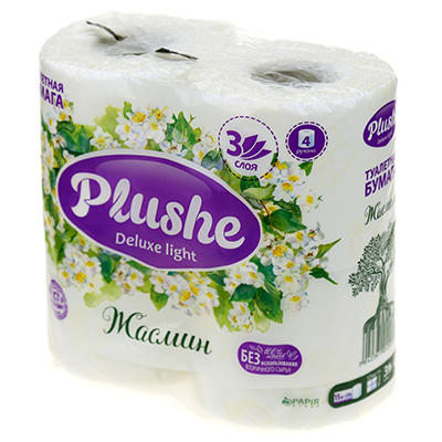 Купить Туалетная бумага Plushe Deluxe 4 рулона 3 слоя 15м Жасмин